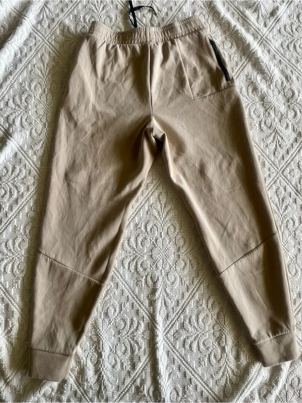 Men's Beige Jogger Pants with Drawstring Waist Mens size small